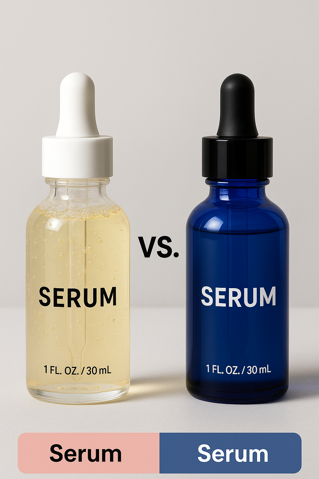 Clear serum bottle versus blue serum bottle 