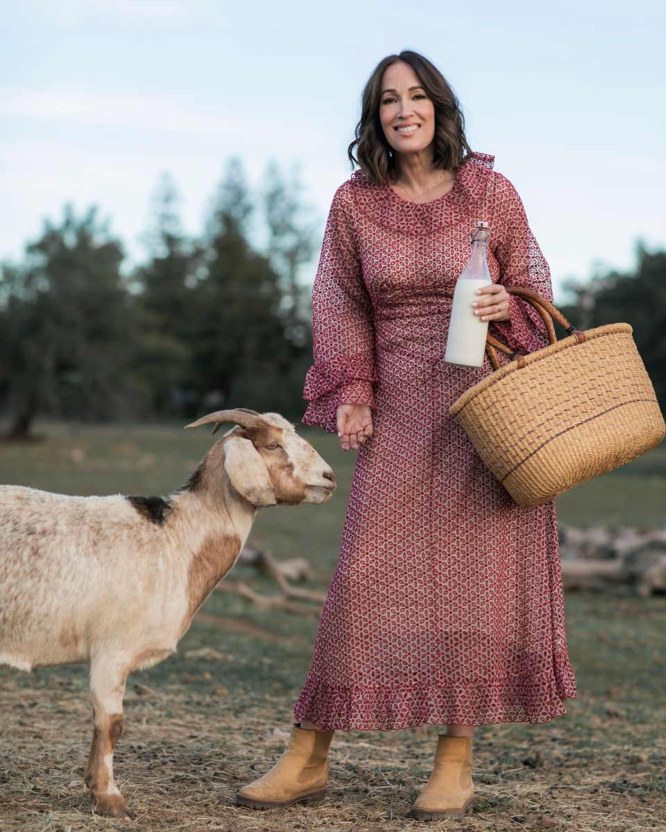 Angela Caglia with goat on farm