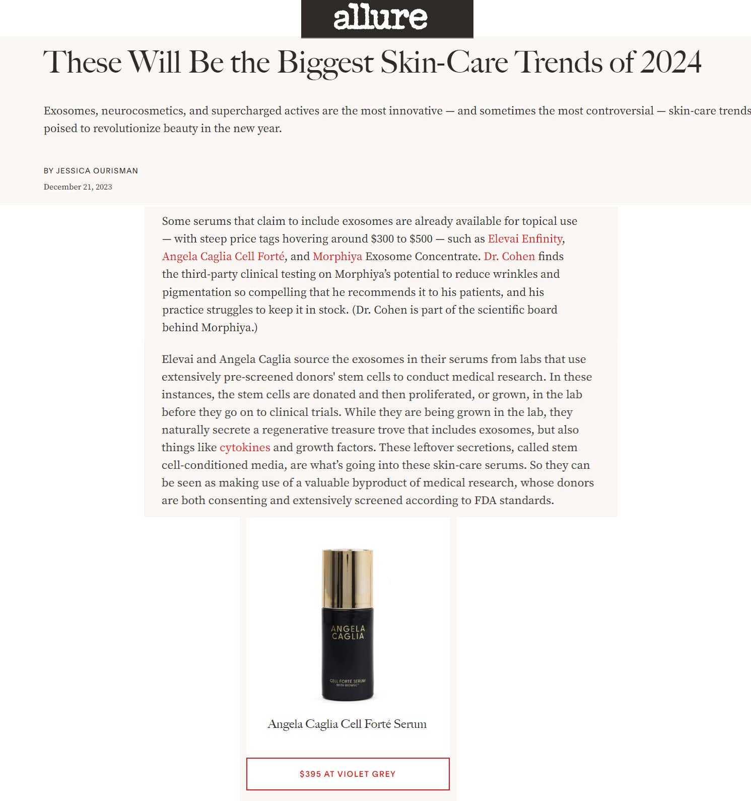 Allure 2024 Skincare Trends Cell Forte