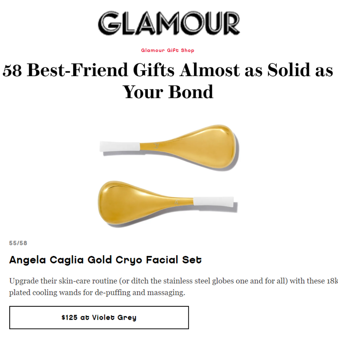Glamour Magazine Gold Cryo Facial Wand mention.