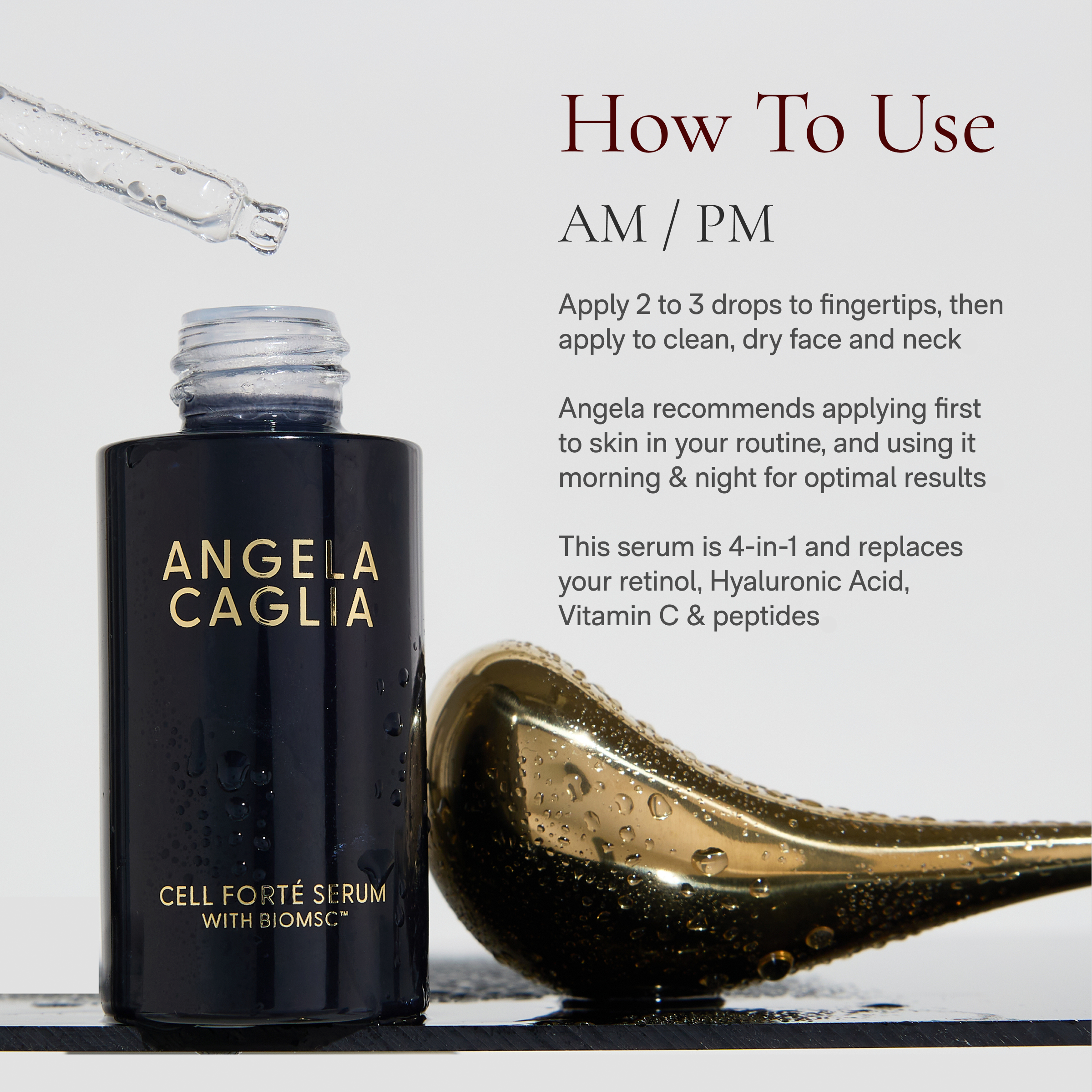 Cell Forte Serum bottle with how to instructions.