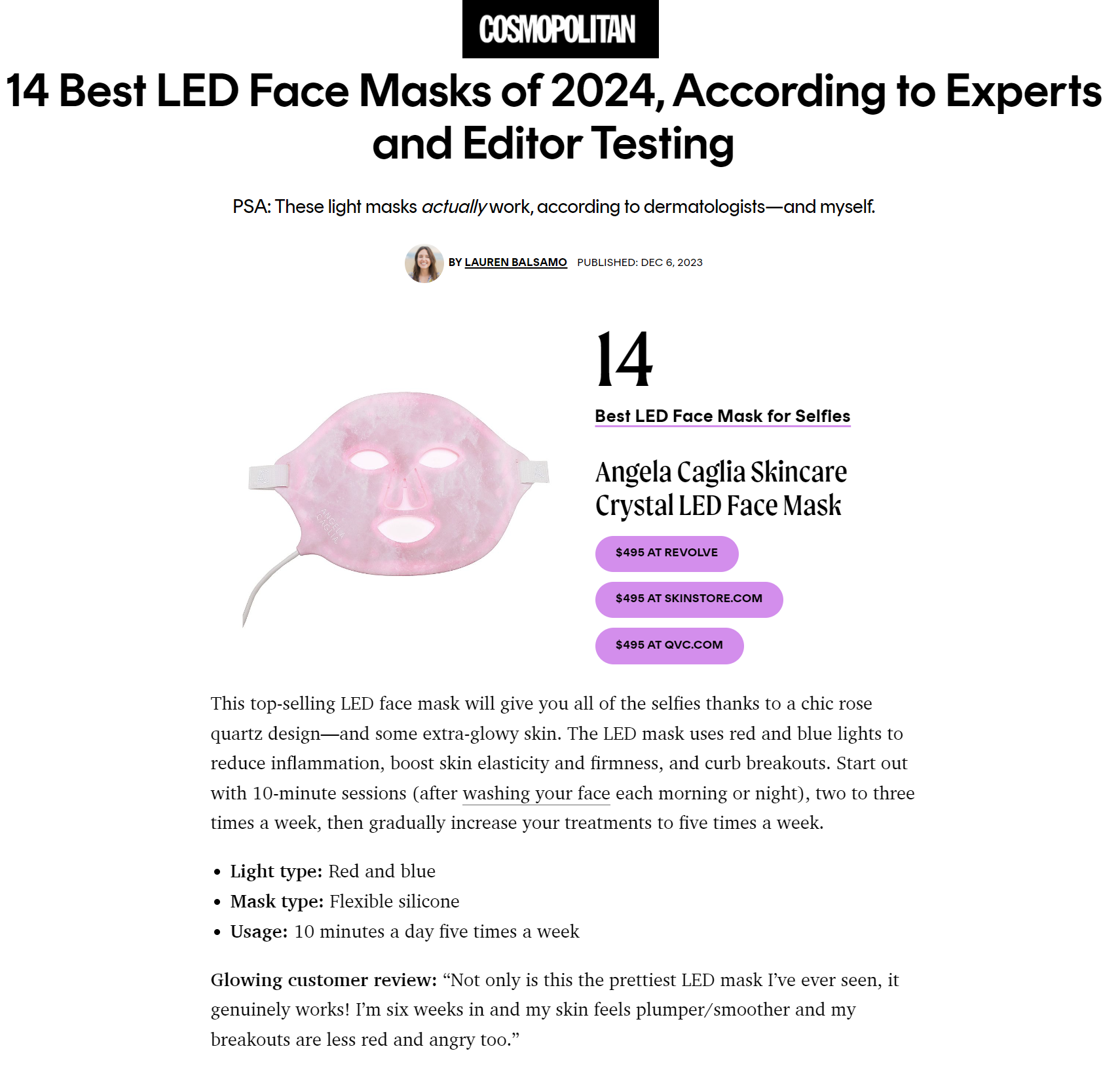 Cosmopolitan Best LED Face Masks