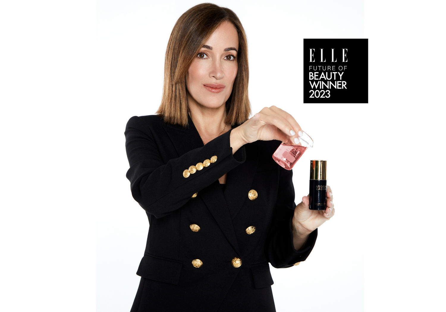 Angela Caglia with Cell Forte bottle 