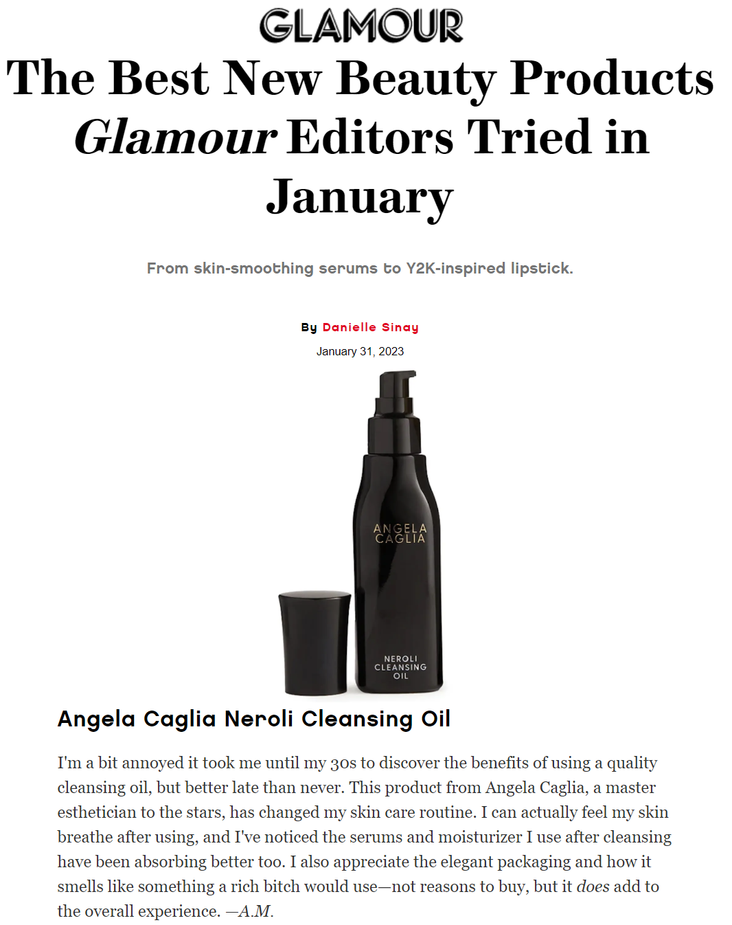 Glamour Magazine Best New Beauty Products Neroli Cleansing Oil.