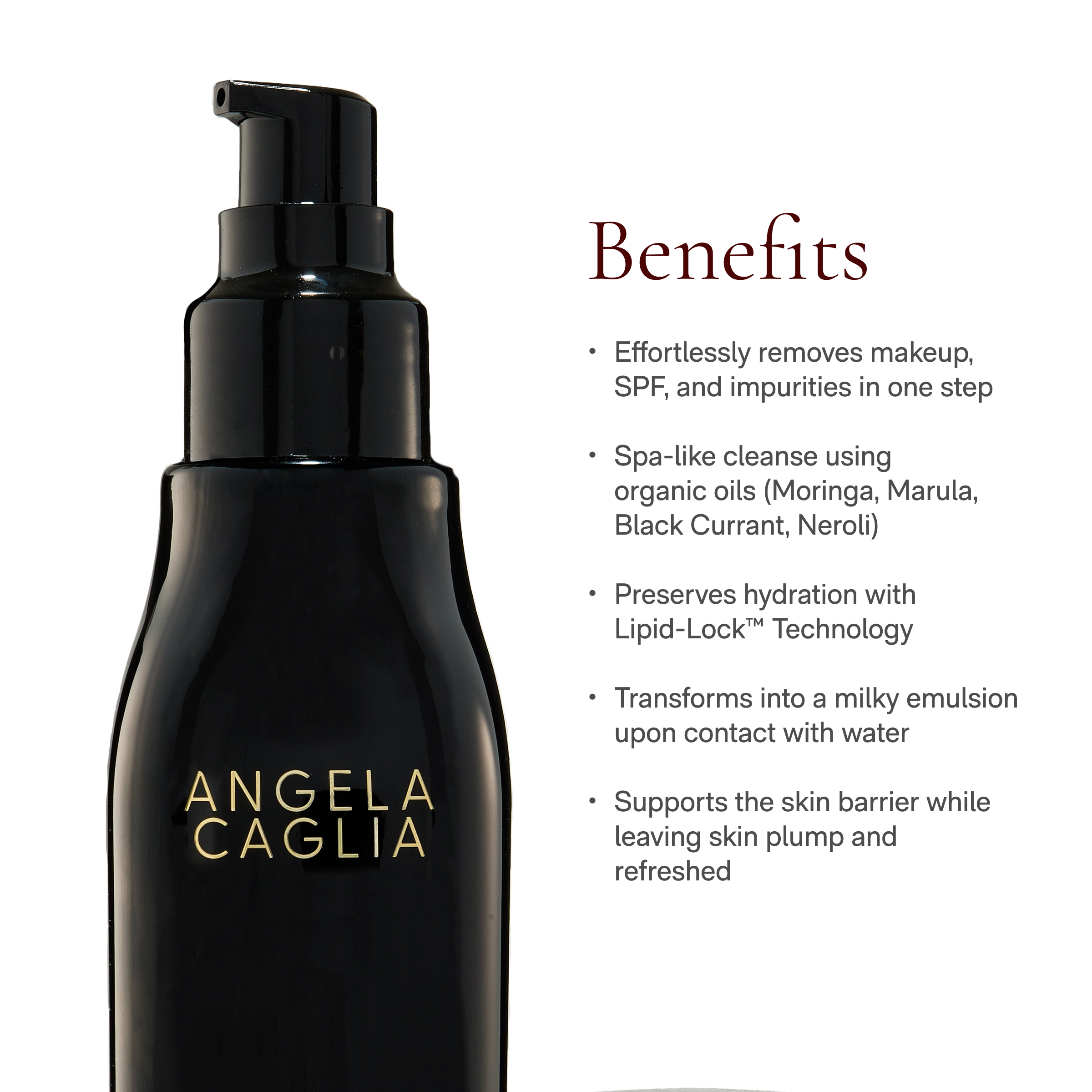 bottle with benefits listed on side.