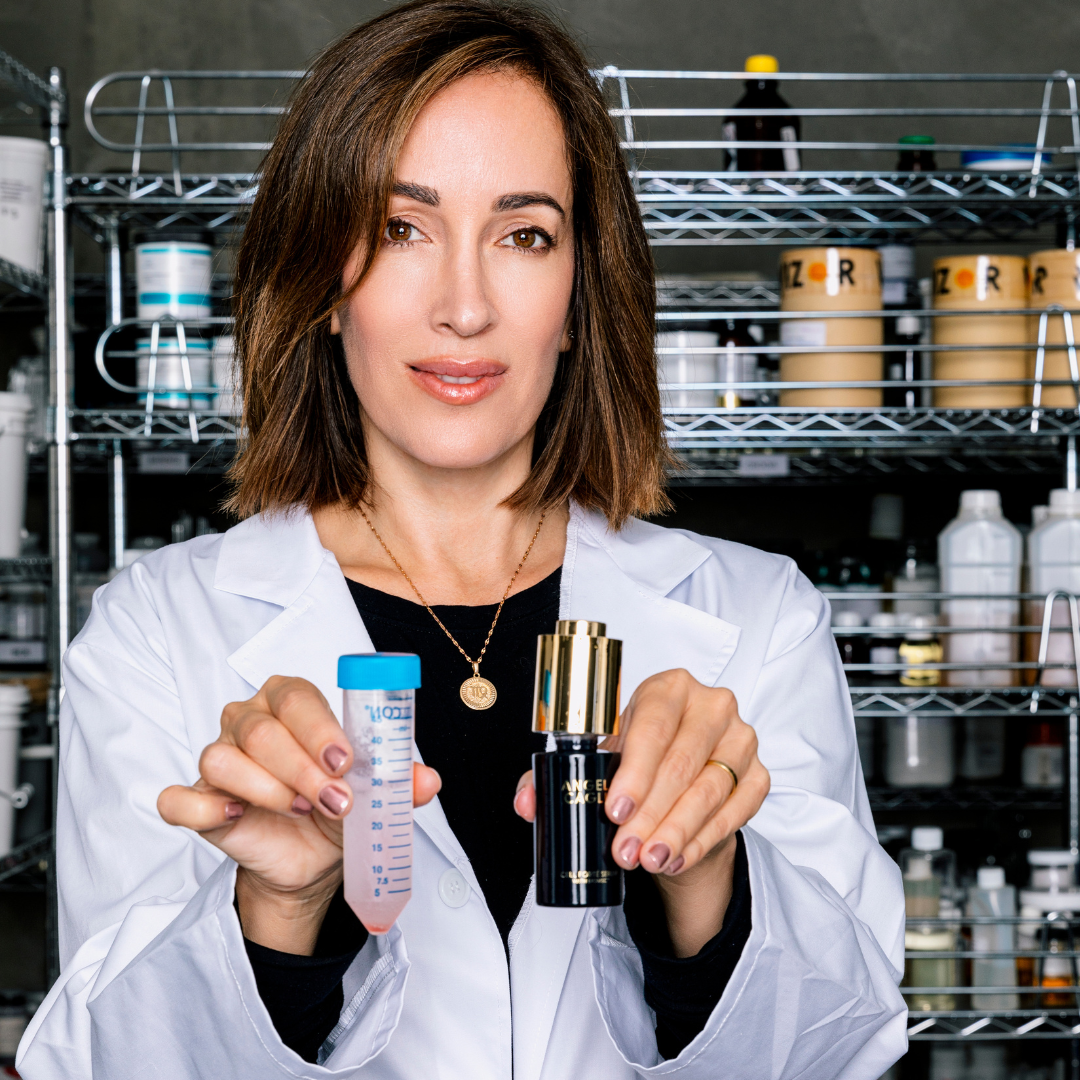 Angela Caglia with lab coat.